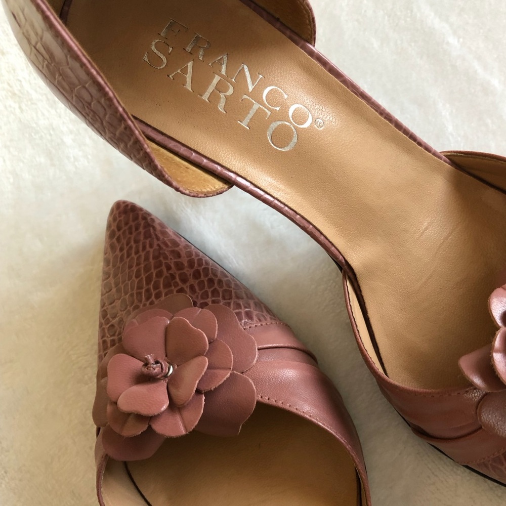 🖤 FRANCO SARTO NWOT PINK FAUX ALLIGATOR HEELS 🖤